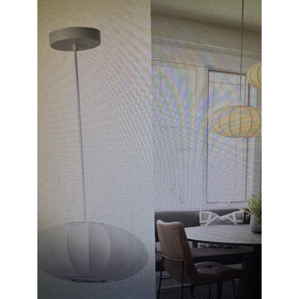 11.5” Lantern Pendant Light, Small White Imitation Silk Pendant Light W loc:brs